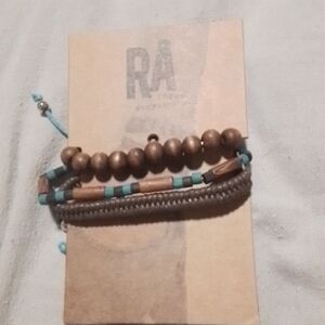 Women's Brown and Turquoise Bracelet Set
